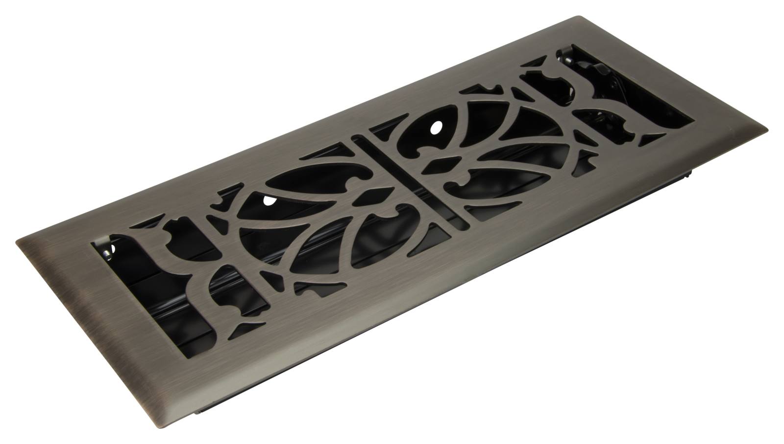 Pressed Steel Floor Register Vent 11 w Damper, Rubbed Bronze
