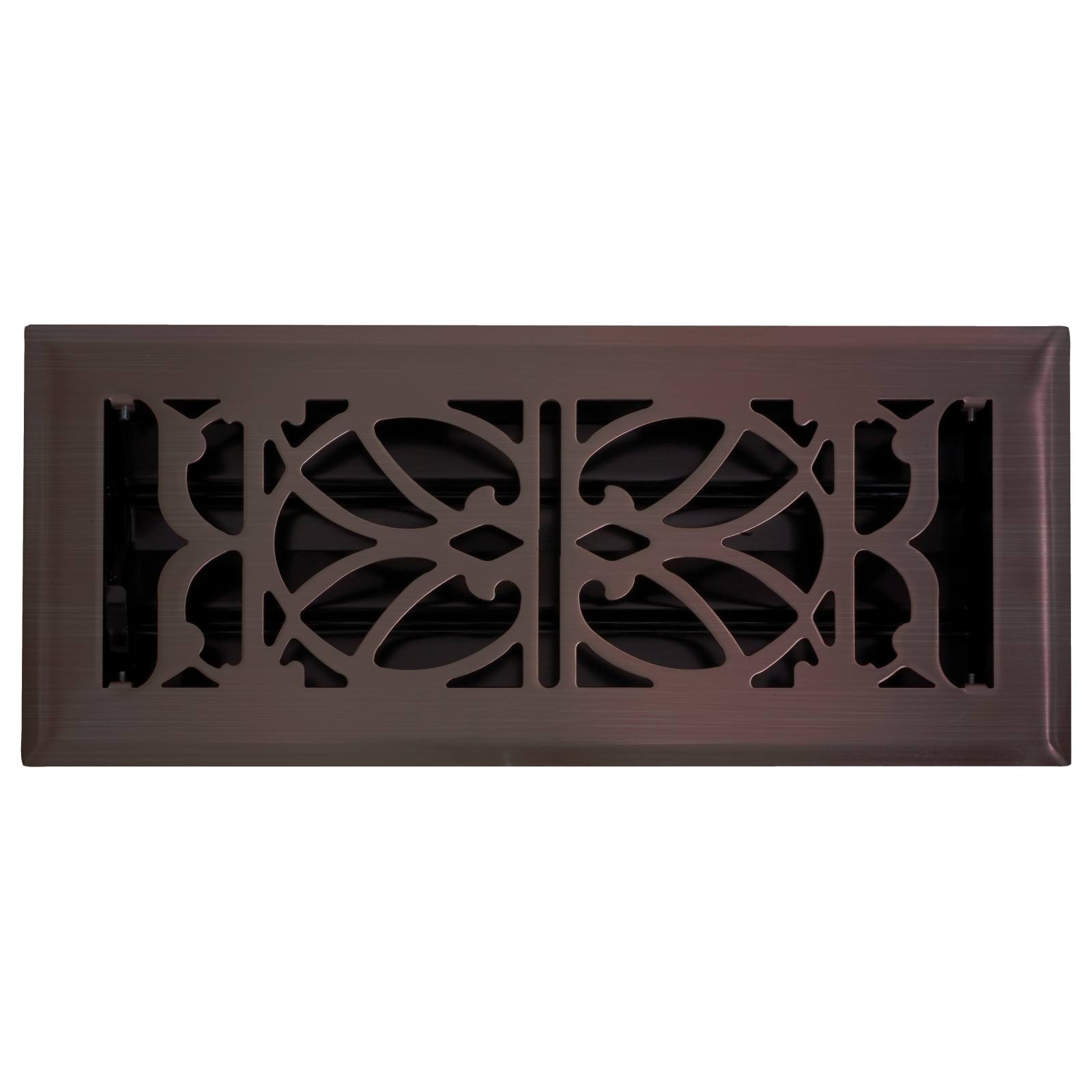 Pressed Steel Floor Register Vent 11 w Damper, Rubbed Bronze