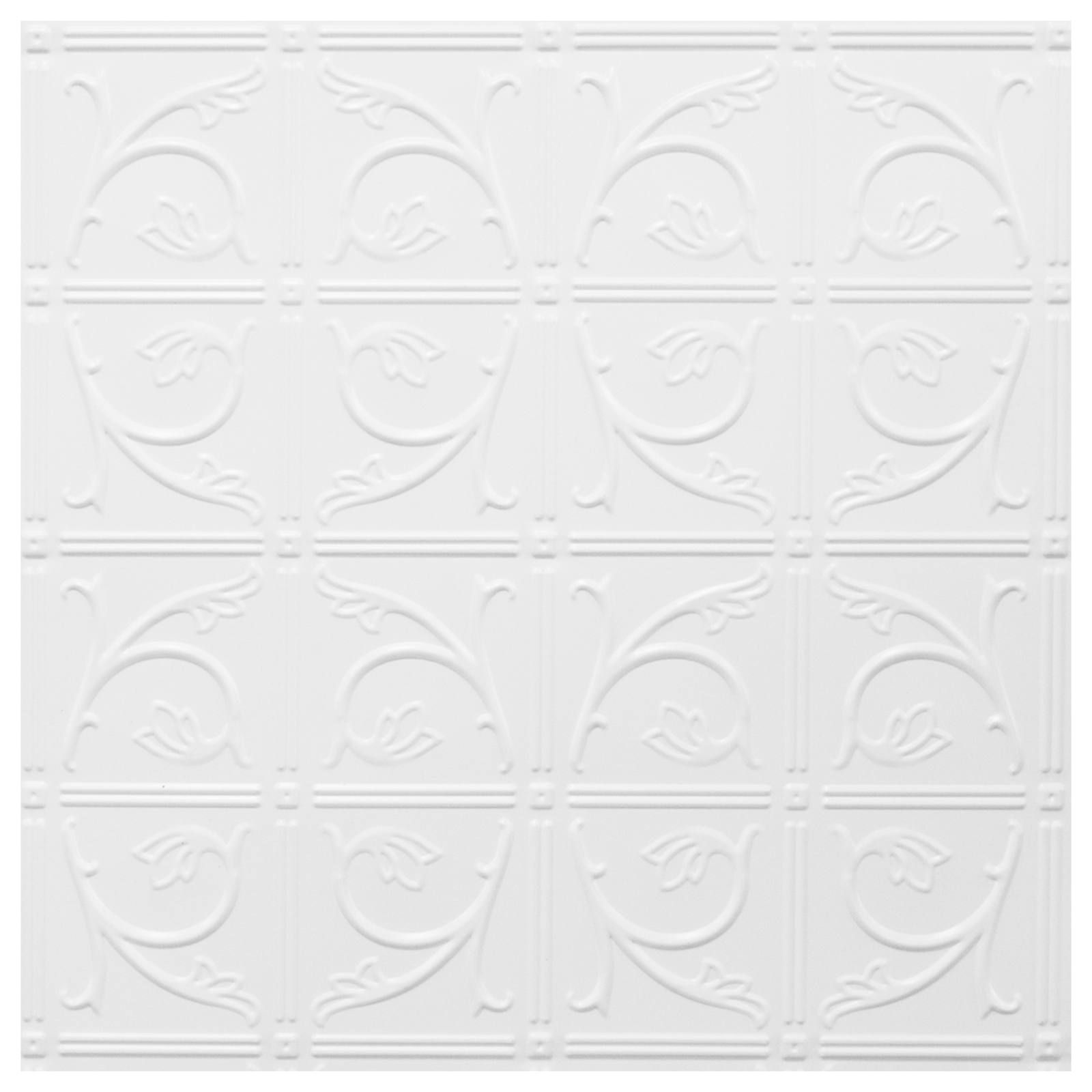 Vine Pressed Metal Panel, Primed Matte White