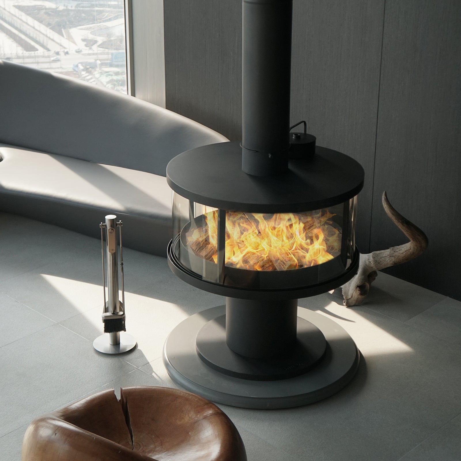 Rondella 850x856 Wood Heater, Black