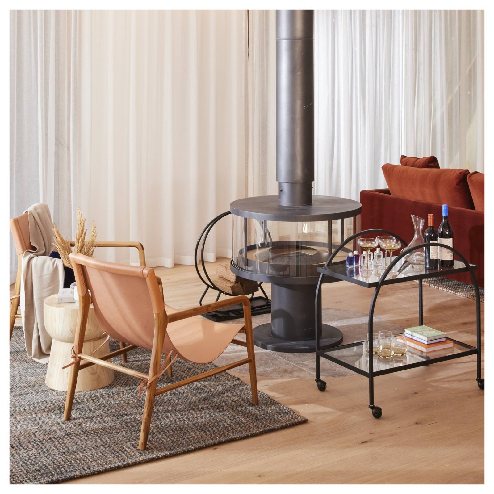 Rondella 850x856 Wood Heater, Black