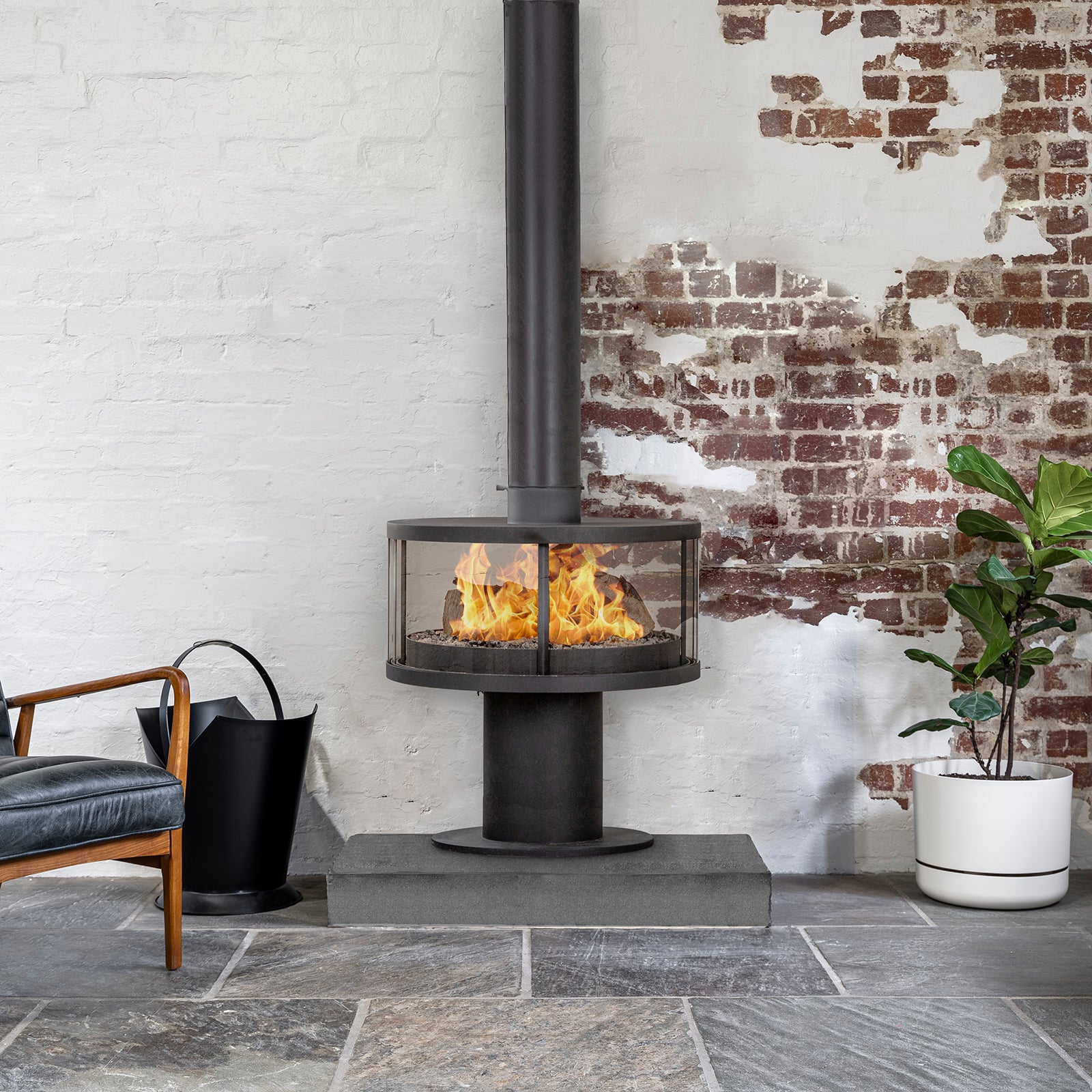 Rondella 850x856 Wood Heater, Black