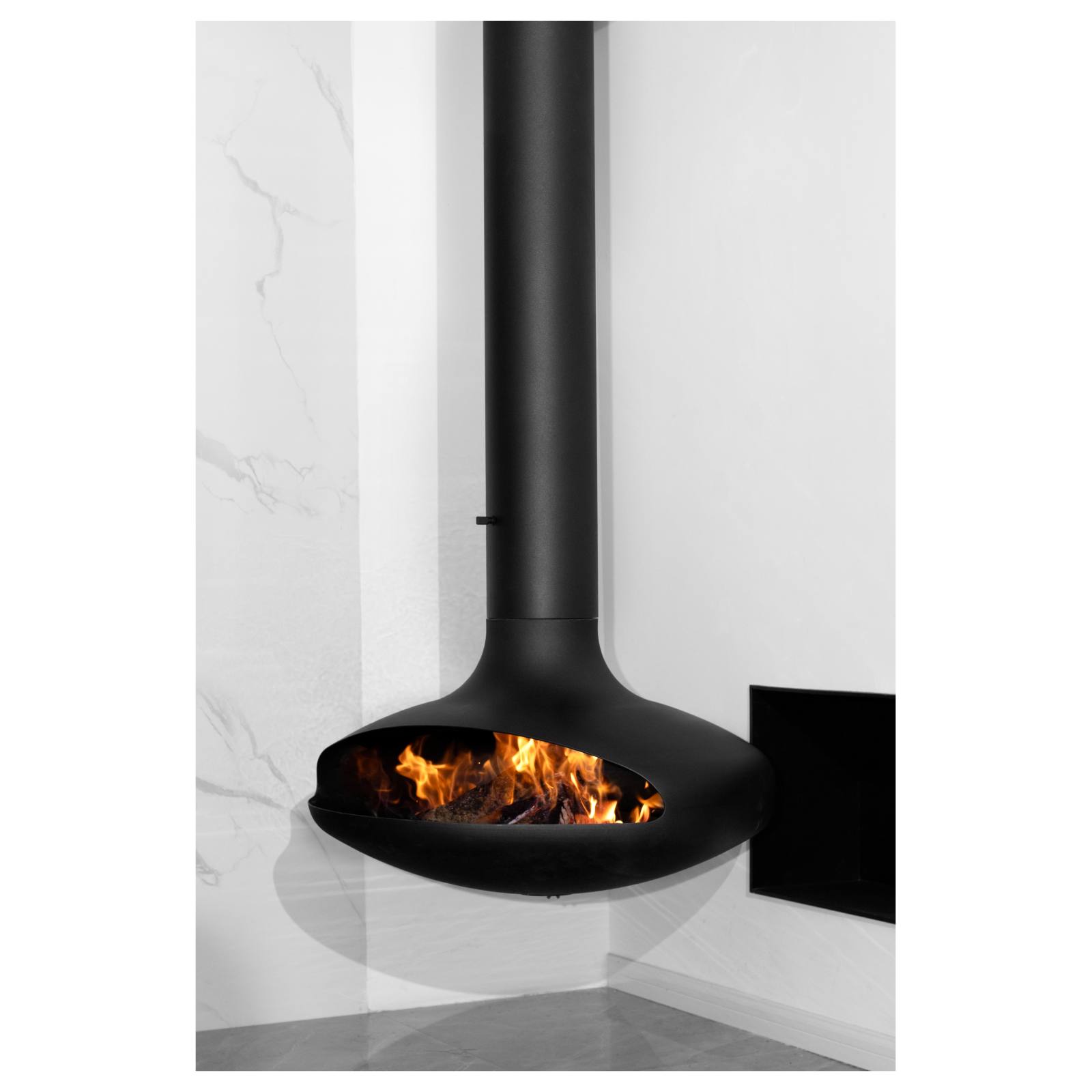 Tarvos Suspended Fireplace, Black