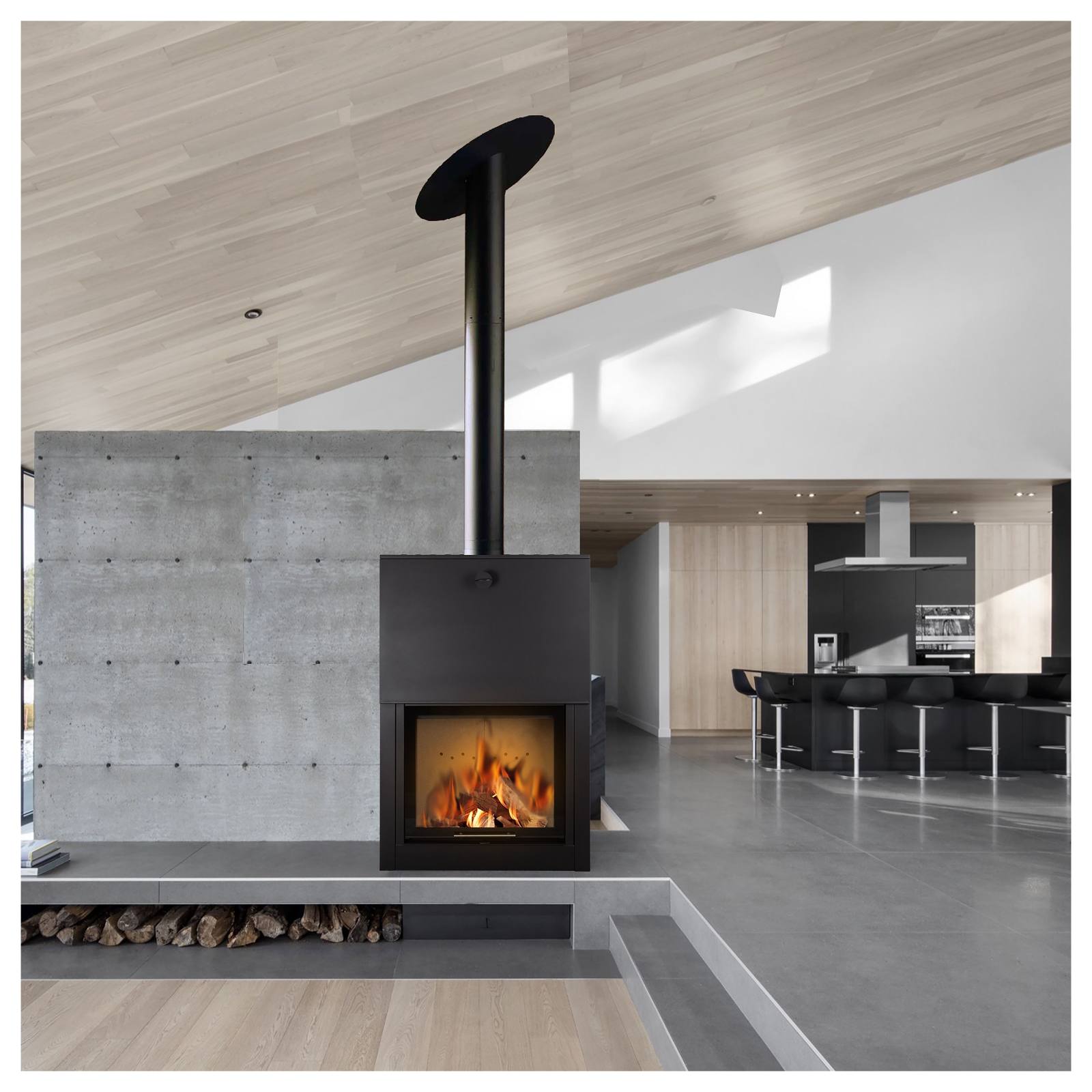 Domina High Lift Up Door 99x55x153cm Heater, Black