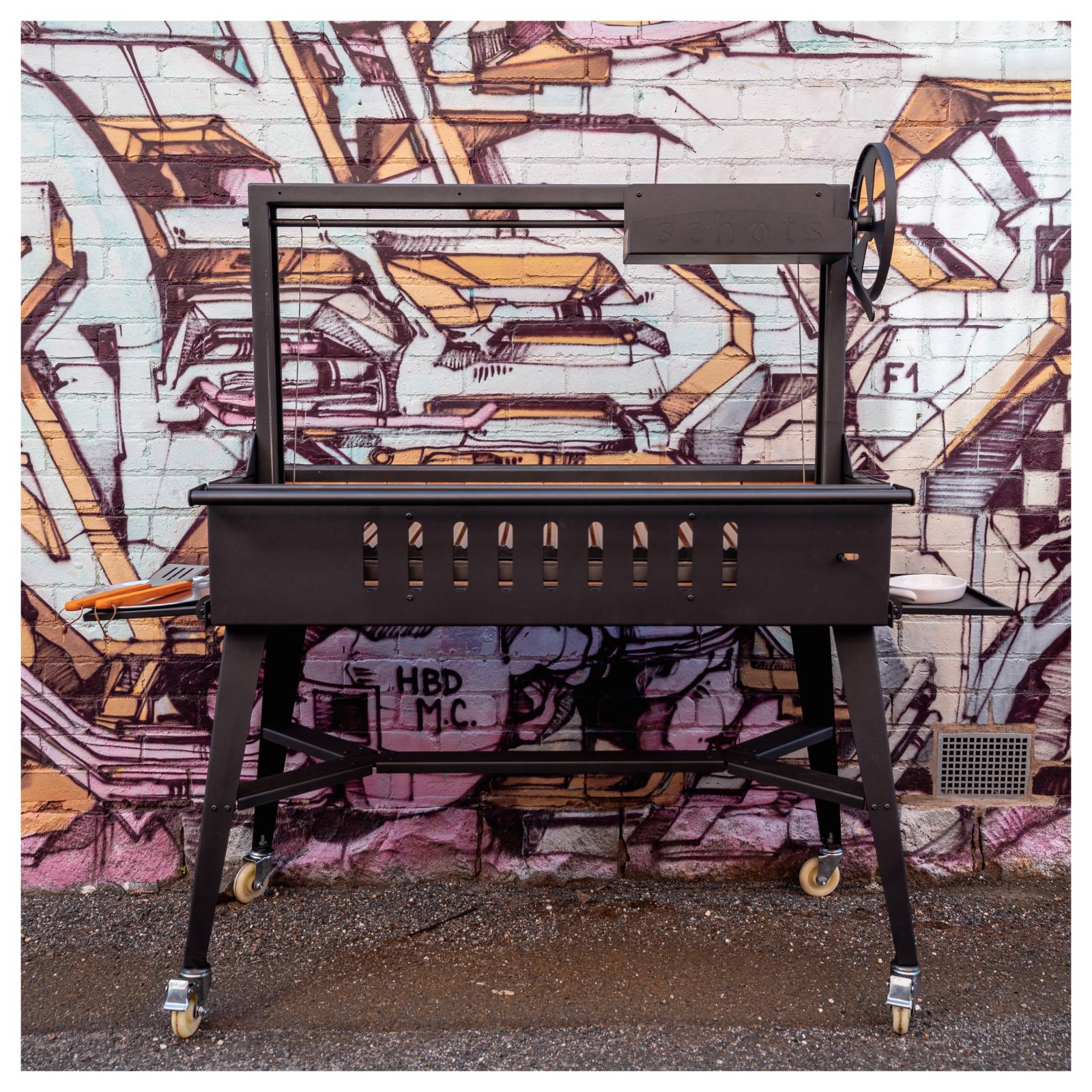 Argentinian 120cm Black Steel Grill BBQ