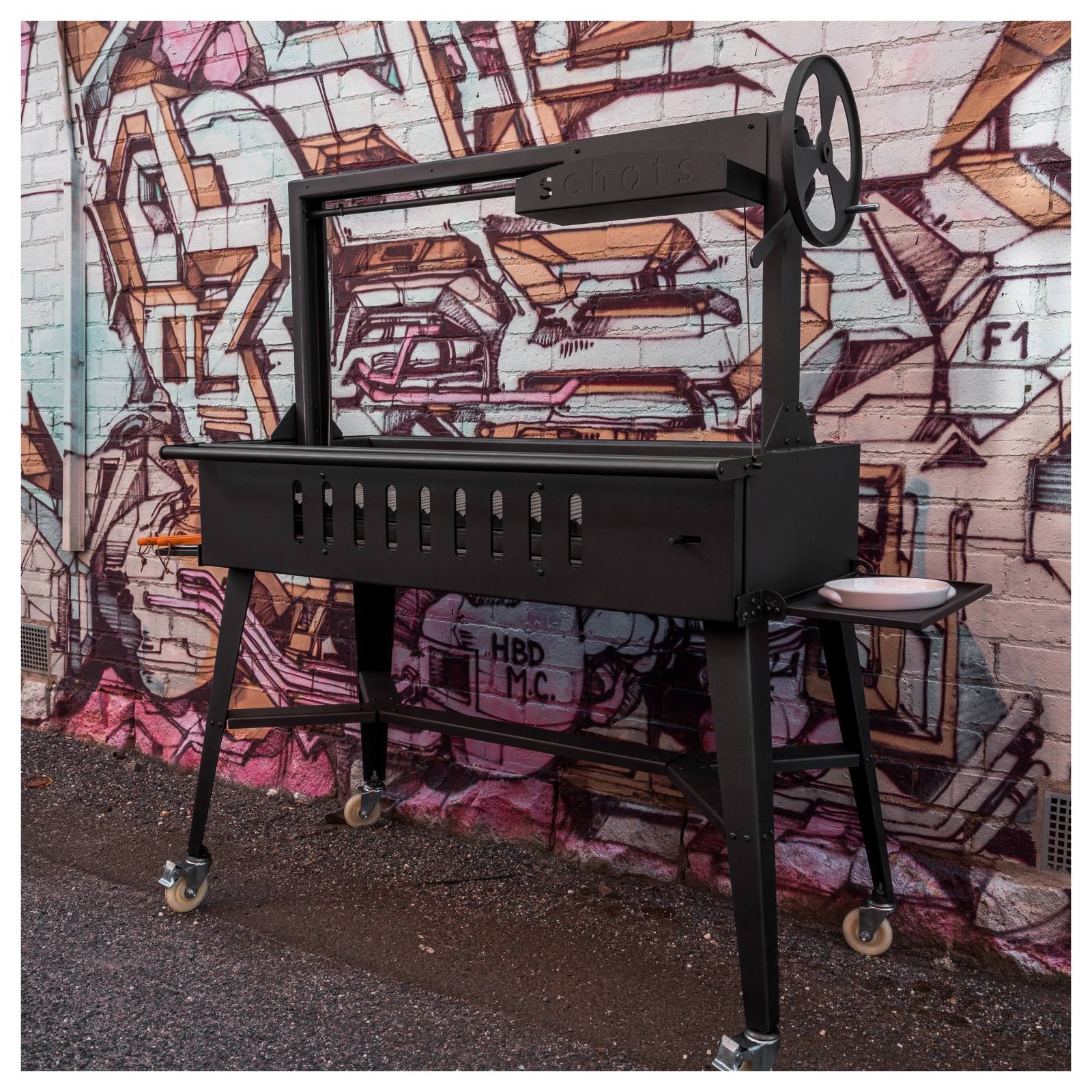 Argentinian 120cm Black Steel Grill BBQ