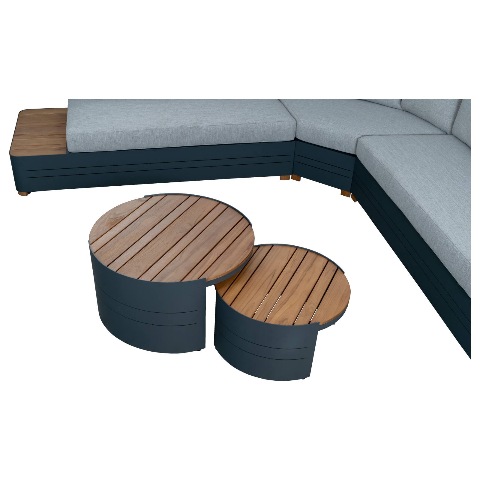 Moreton Teak Lounge Set & Coffee Table, Grey