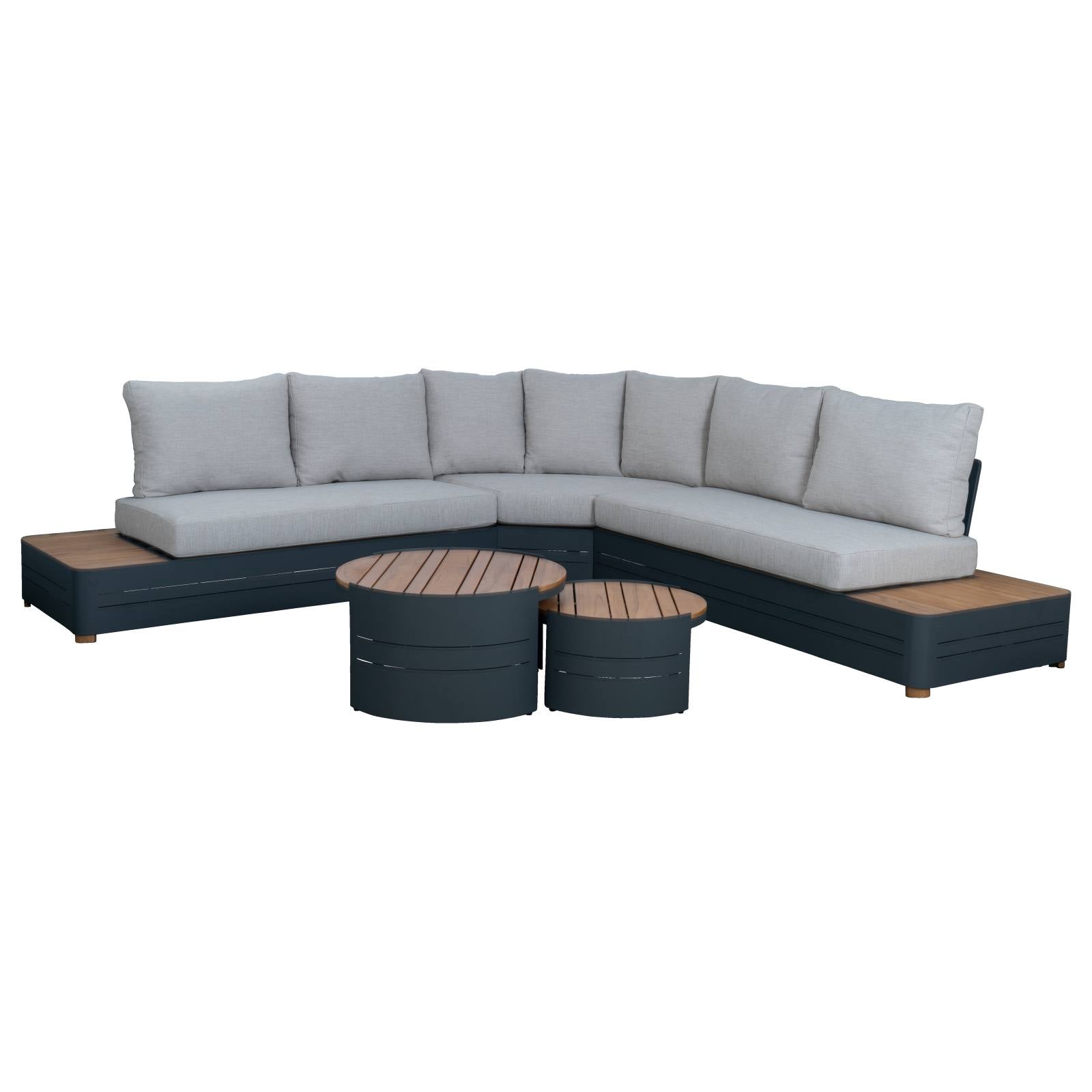 Moreton Teak Lounge Set & Coffee Table, Grey