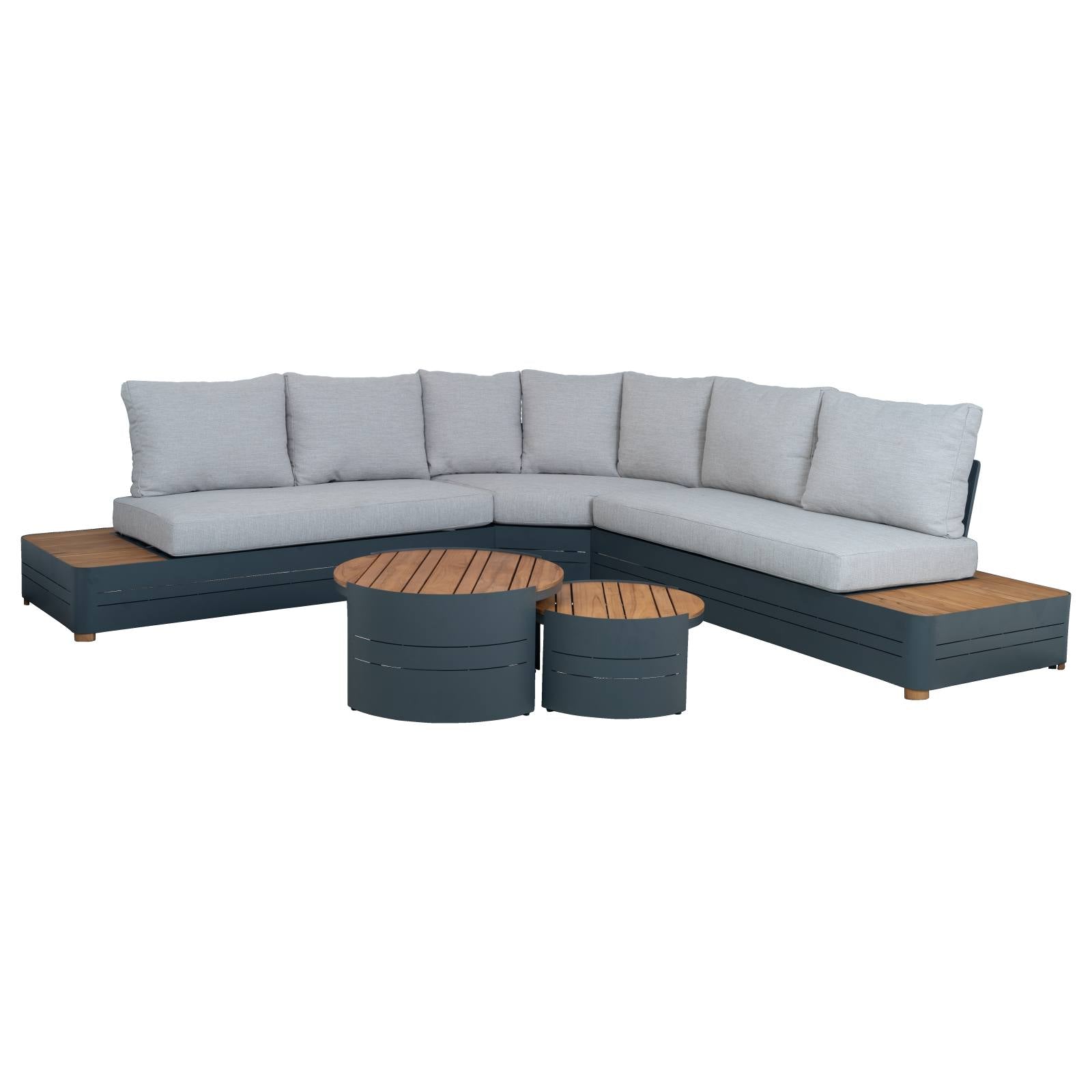 Moreton Teak Lounge Set & Coffee Table, Grey