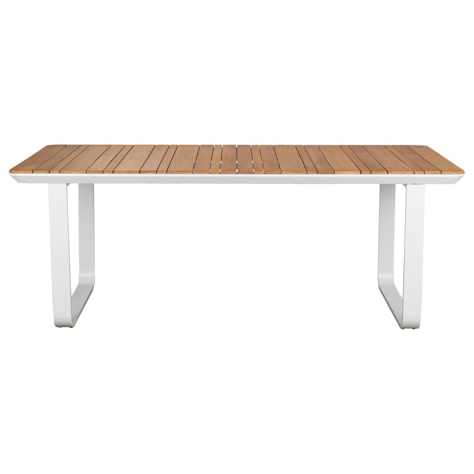 Pallara 200cm Teak Top & Aluminium Dining Table, White