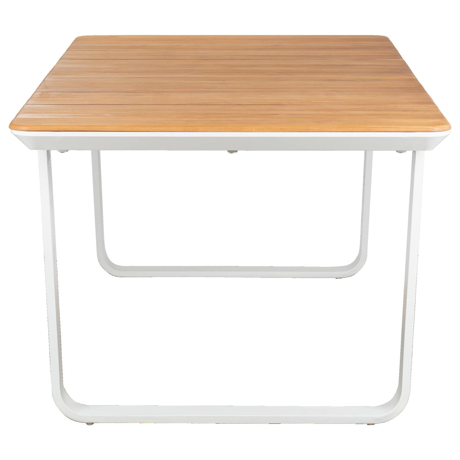 Pallara 200cm Teak Top & Aluminium Dining Table, White