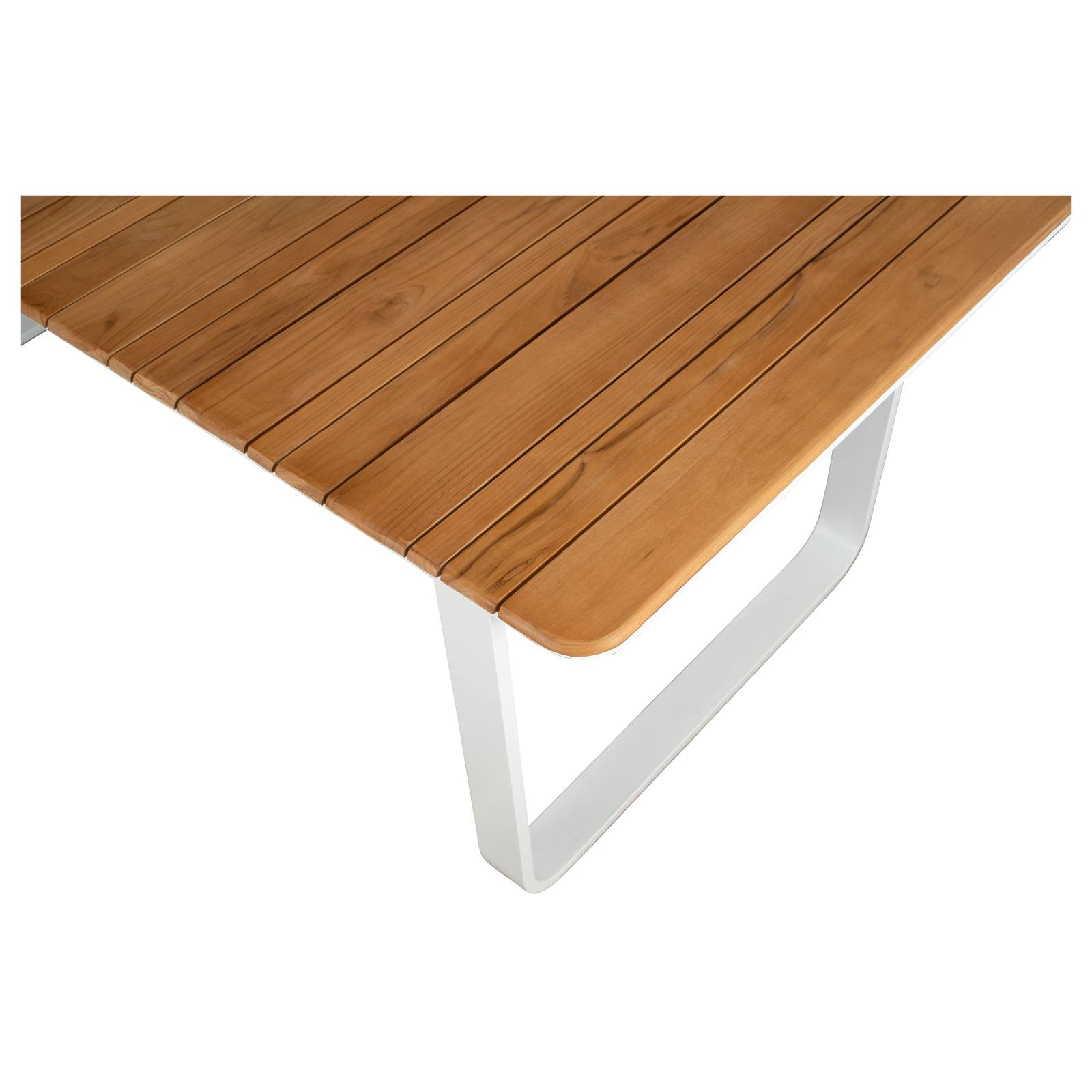 Pallara 200cm Teak Top & Aluminium Dining Table, White