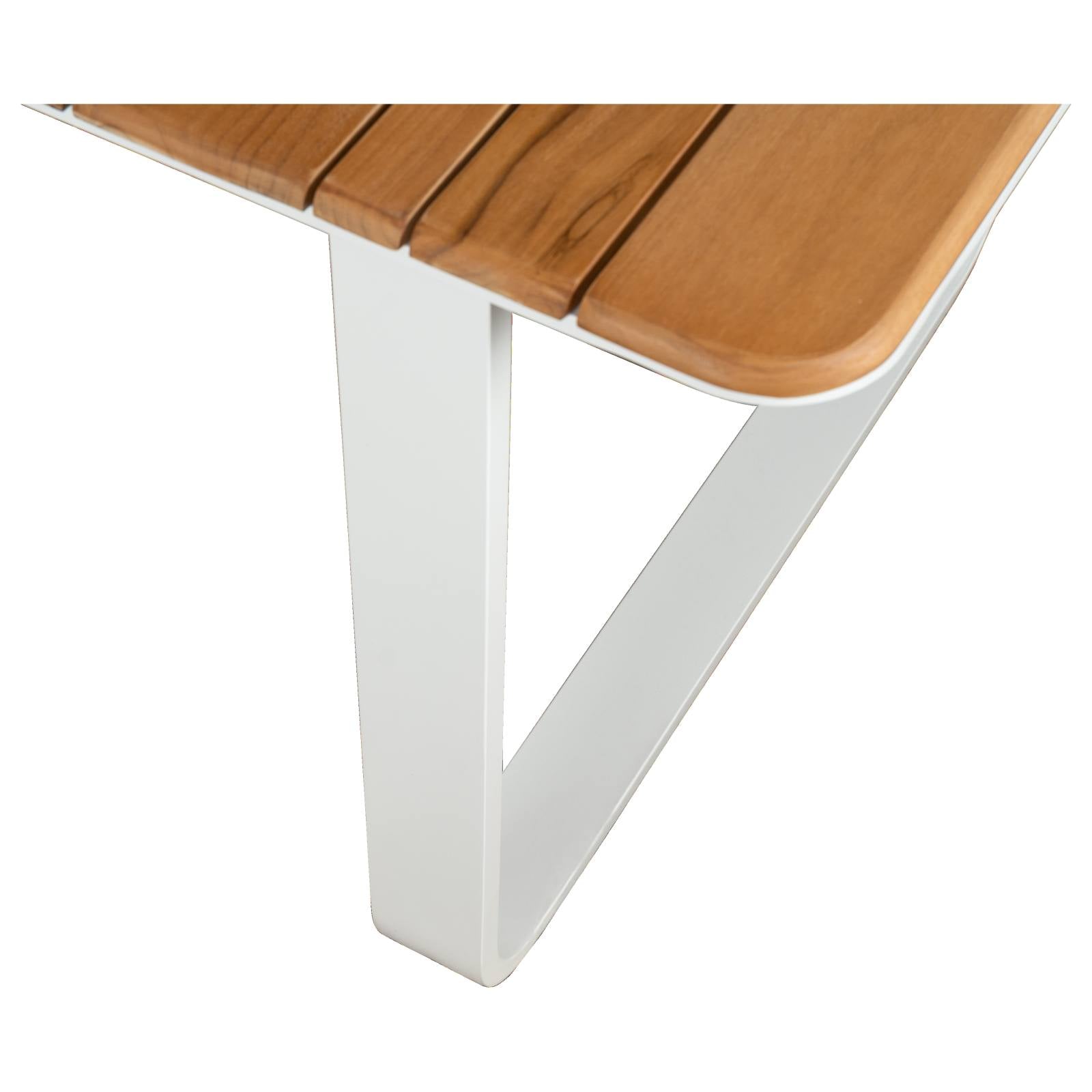 Pallara 200cm Teak Top & Aluminium Dining Table, White