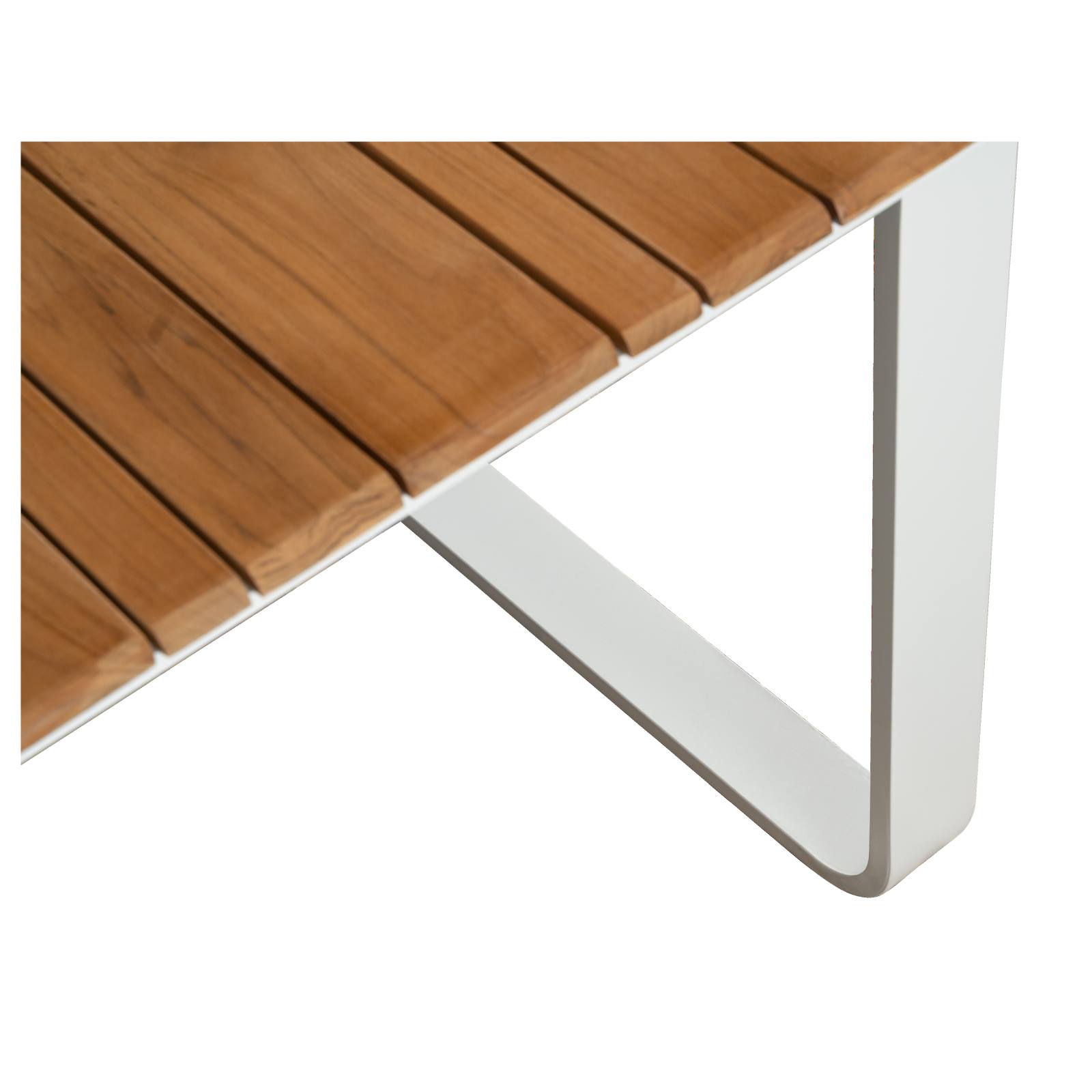Pallara 200cm Teak Top & Aluminium Dining Table, White