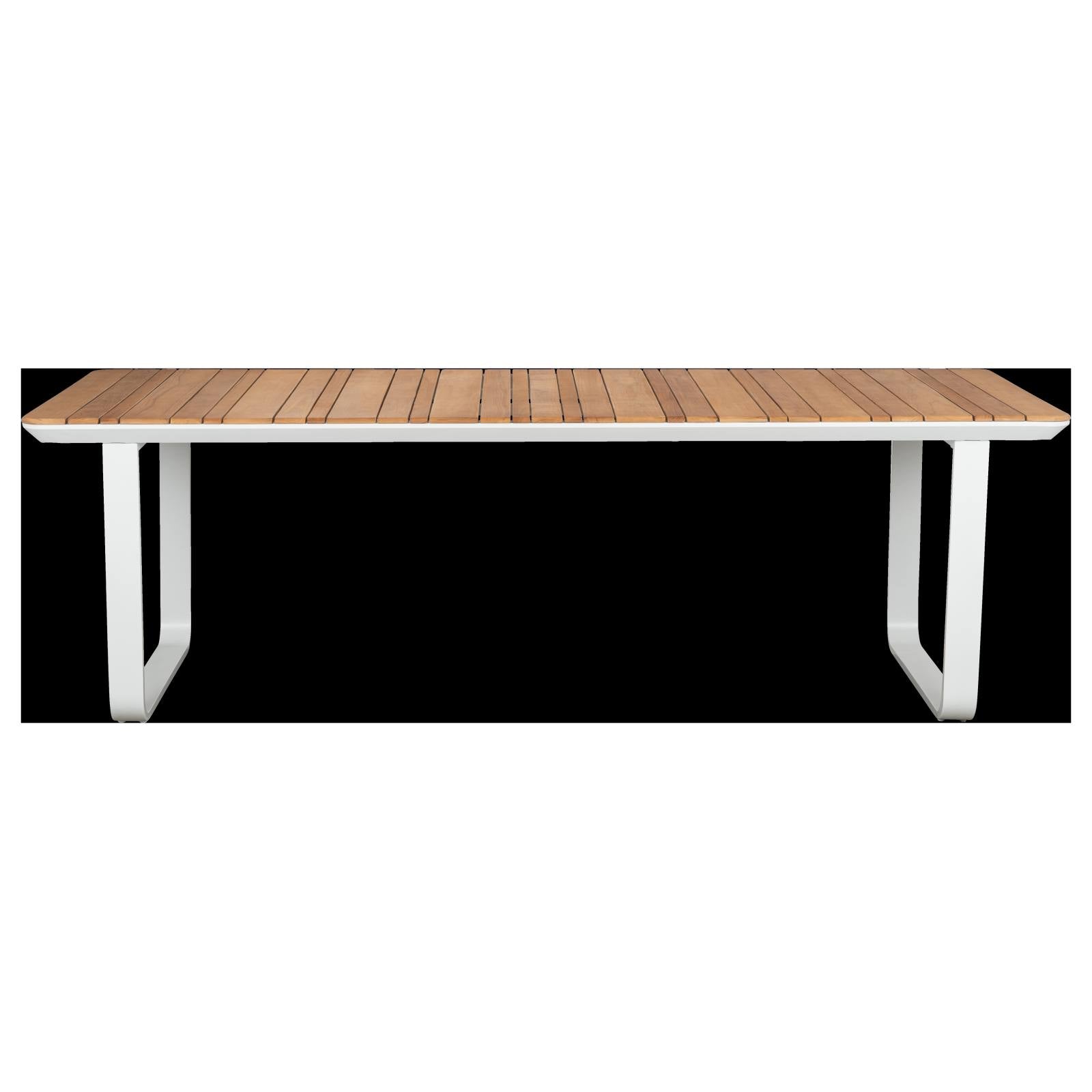 Pallara 240cm Teak Top & Aluminium Dining Table, White