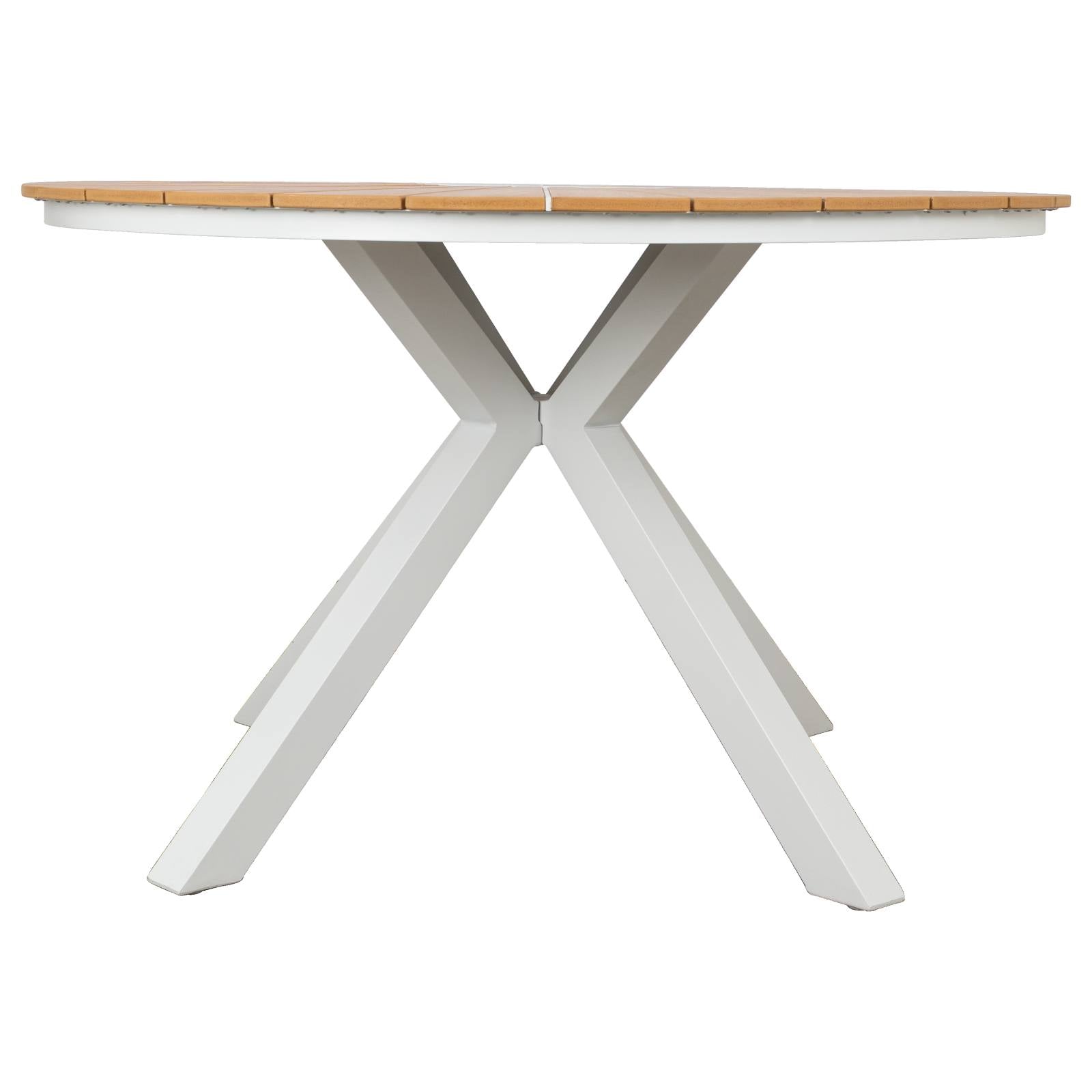 Corinda 120cm Teak Top & Aluminium Round Dining Table, White