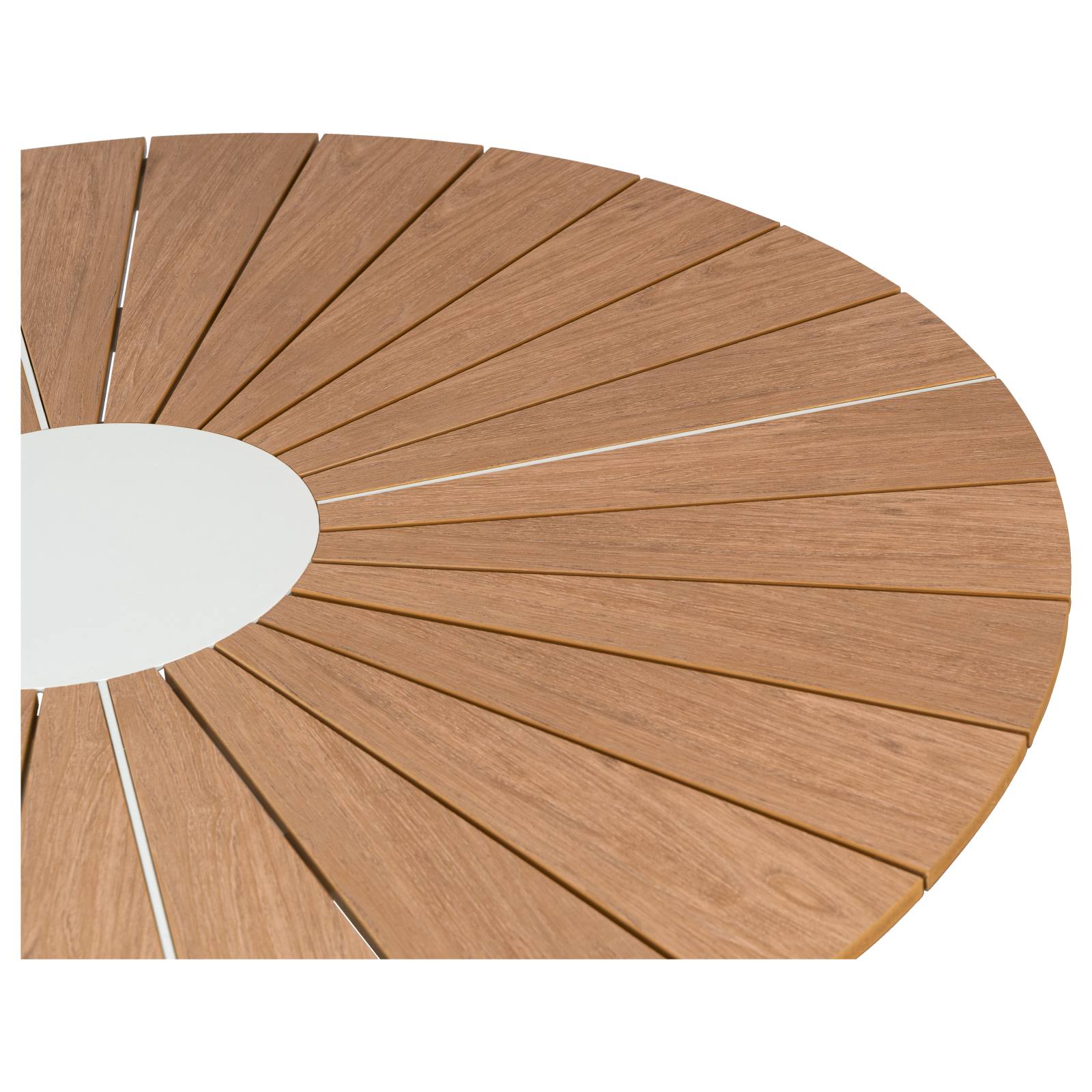 Corinda 120cm Teak Top & Aluminium Round Dining Table, White