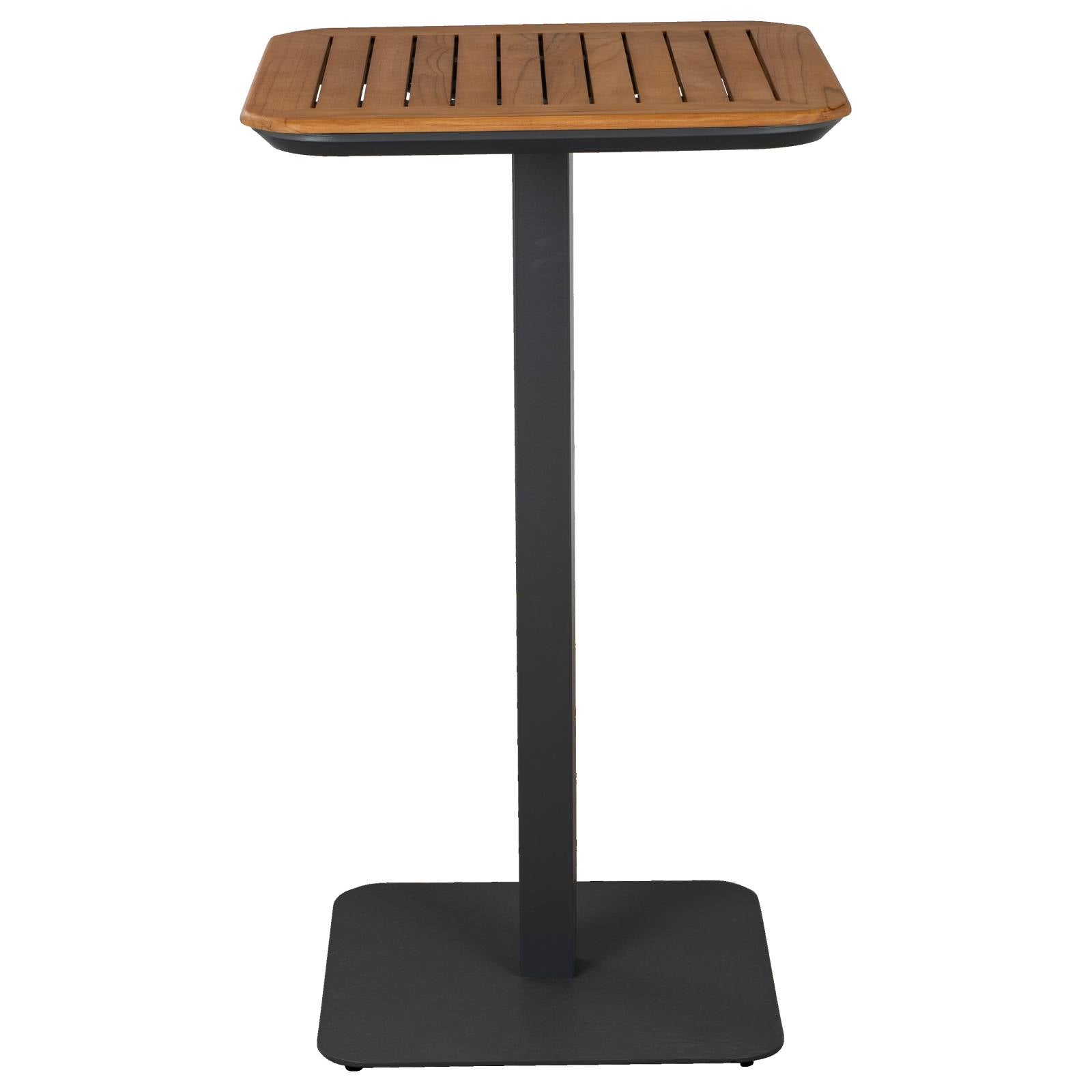 Banyo 60cm Teak Top & Aluminium Square Bar Table, Grey