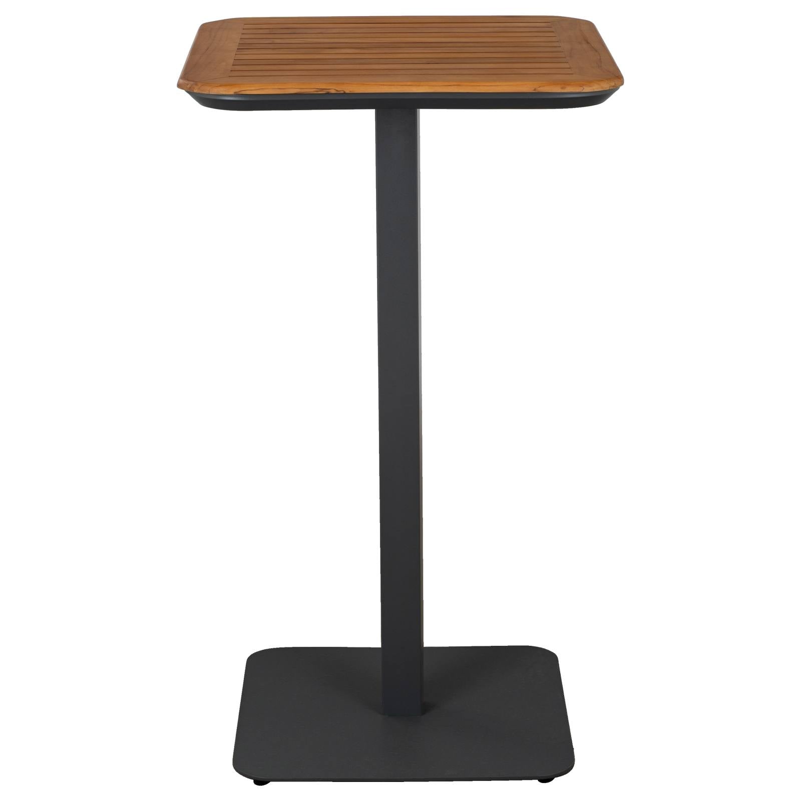 Banyo 60cm Teak Top & Aluminium Square Bar Table, Grey