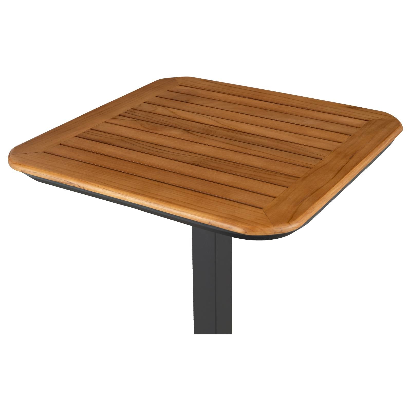 Banyo 60cm Teak Top & Aluminium Square Bar Table, Grey