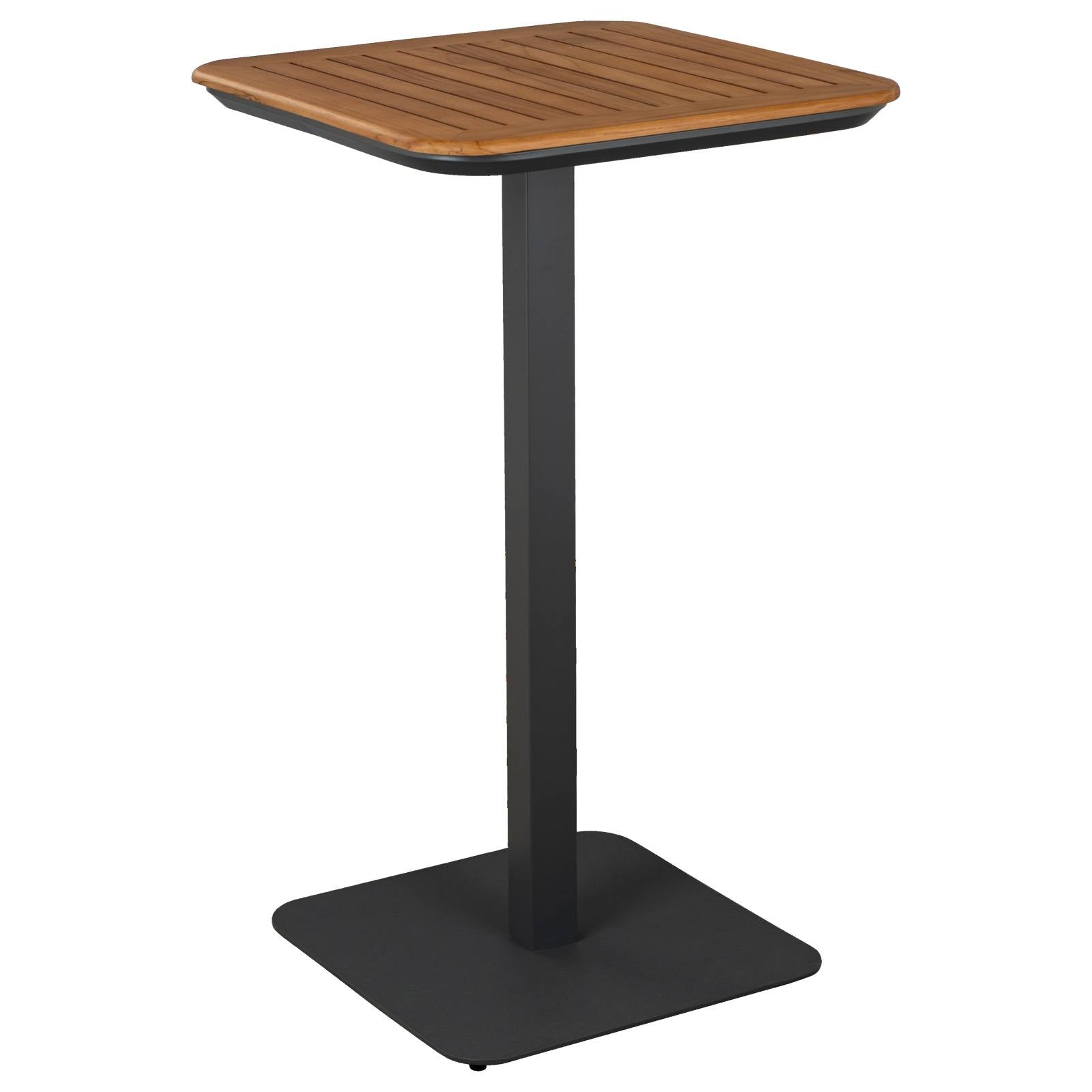 Banyo 60cm Teak Top & Aluminium Square Bar Table, Grey