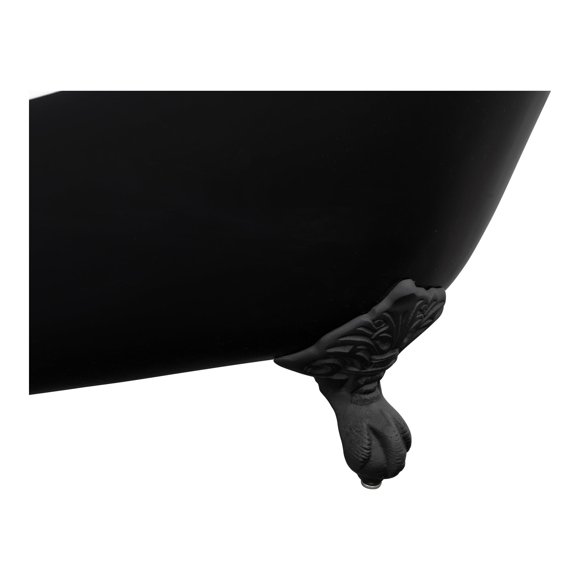 170cm Single End Slipper Cast Iron Bath with Feet, Matte Black & White