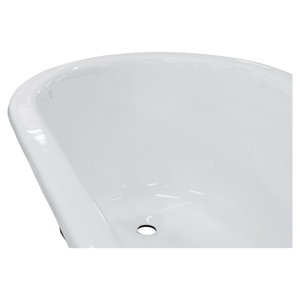 170cm Single End Slipper Cast Iron Bath w Feet, Matte Black & White