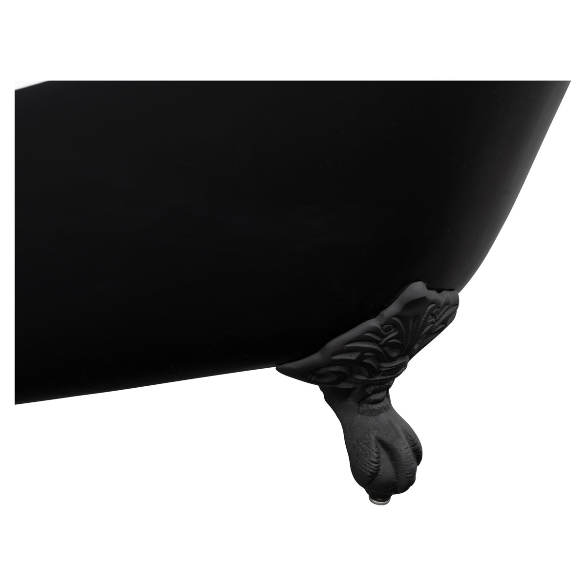 170cm Single End Slipper Cast Iron Bath w Feet, Matte Black & White