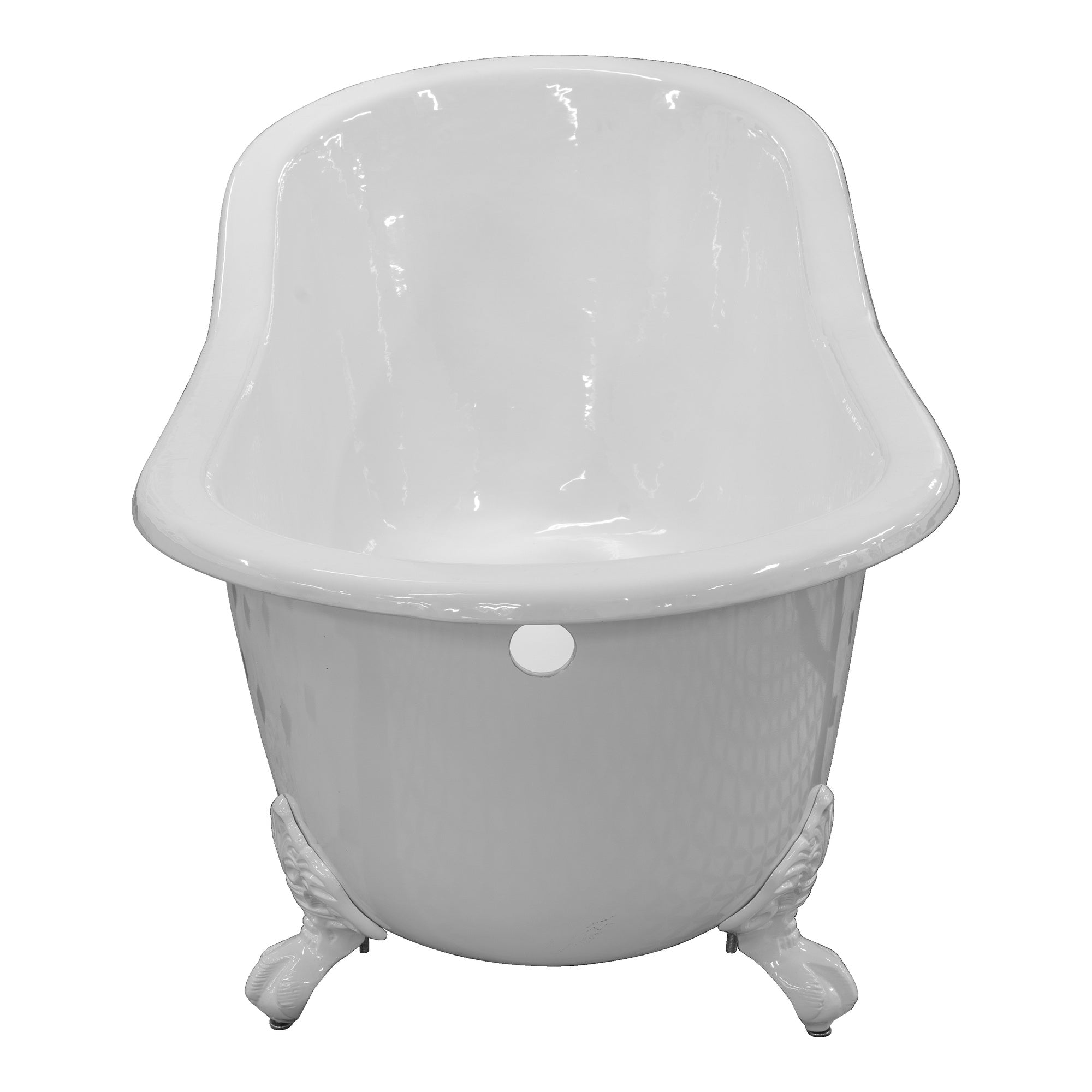 170cm Single End Slipper Cast Iron Bath with Feet, White