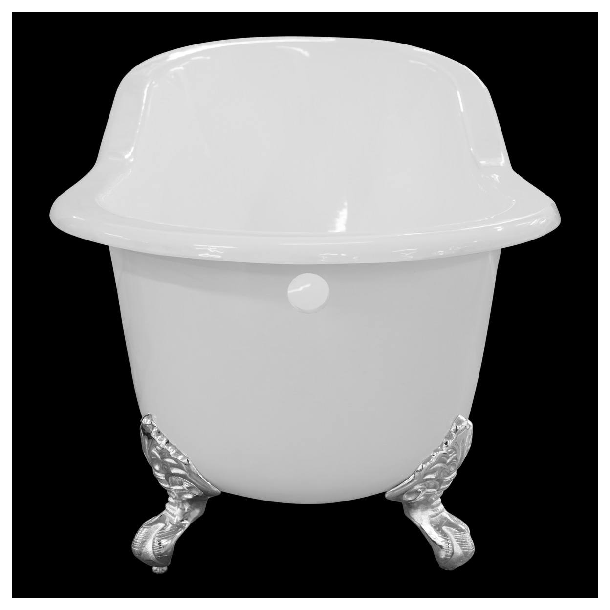 170cm Single End Slipper Cast Iron Bath with Feet, White