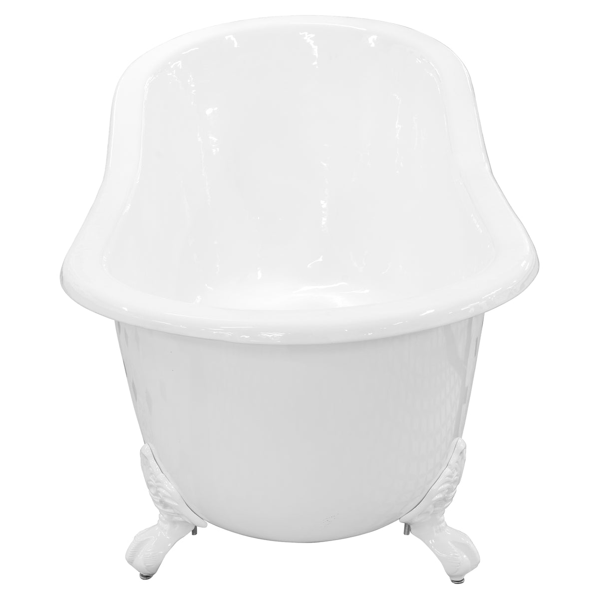 170cm Single End Slipper Cast Iron Bath w Feet, White