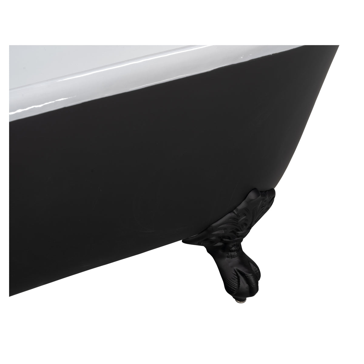 170cm Double Ended Cast Iron Bath w Feet, Matte Black & White