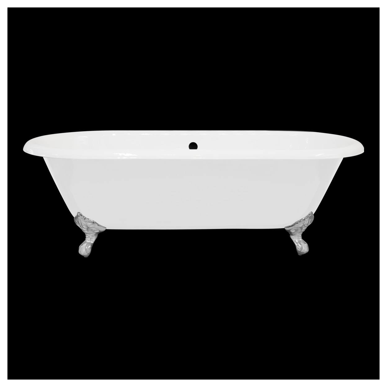 170cm Double Ended Cast Iron Bath with Feet, White