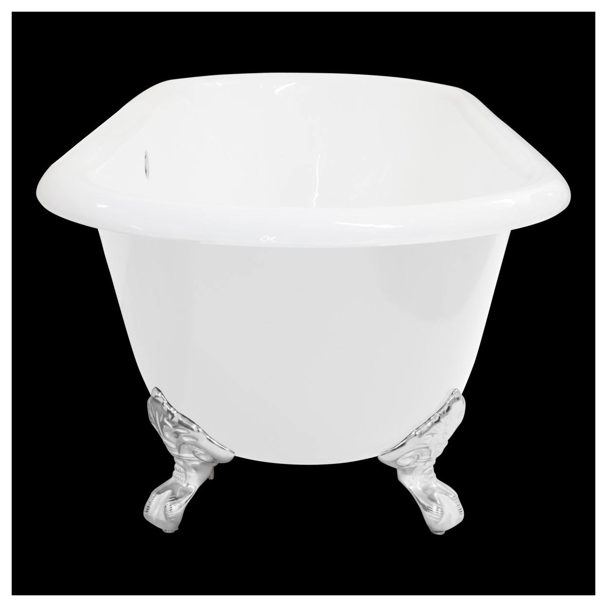170cm Double Ended Cast Iron Bath with Feet, White