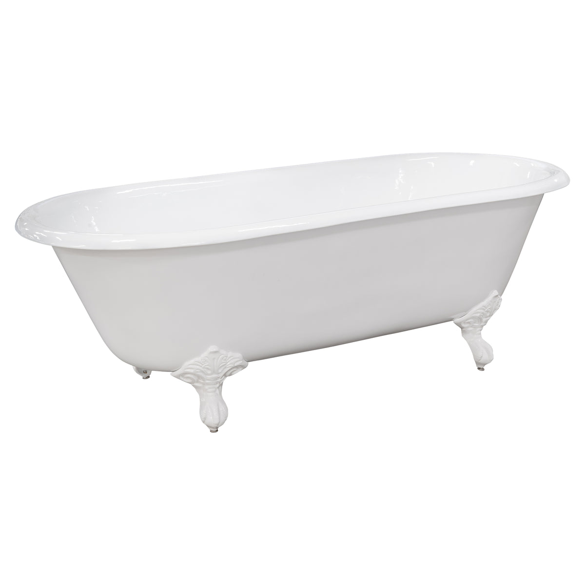 170cm Double Ended Cast Iron Bath w Feet, White