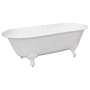 170cm Double Ended Cast Iron Bath with Feet, White