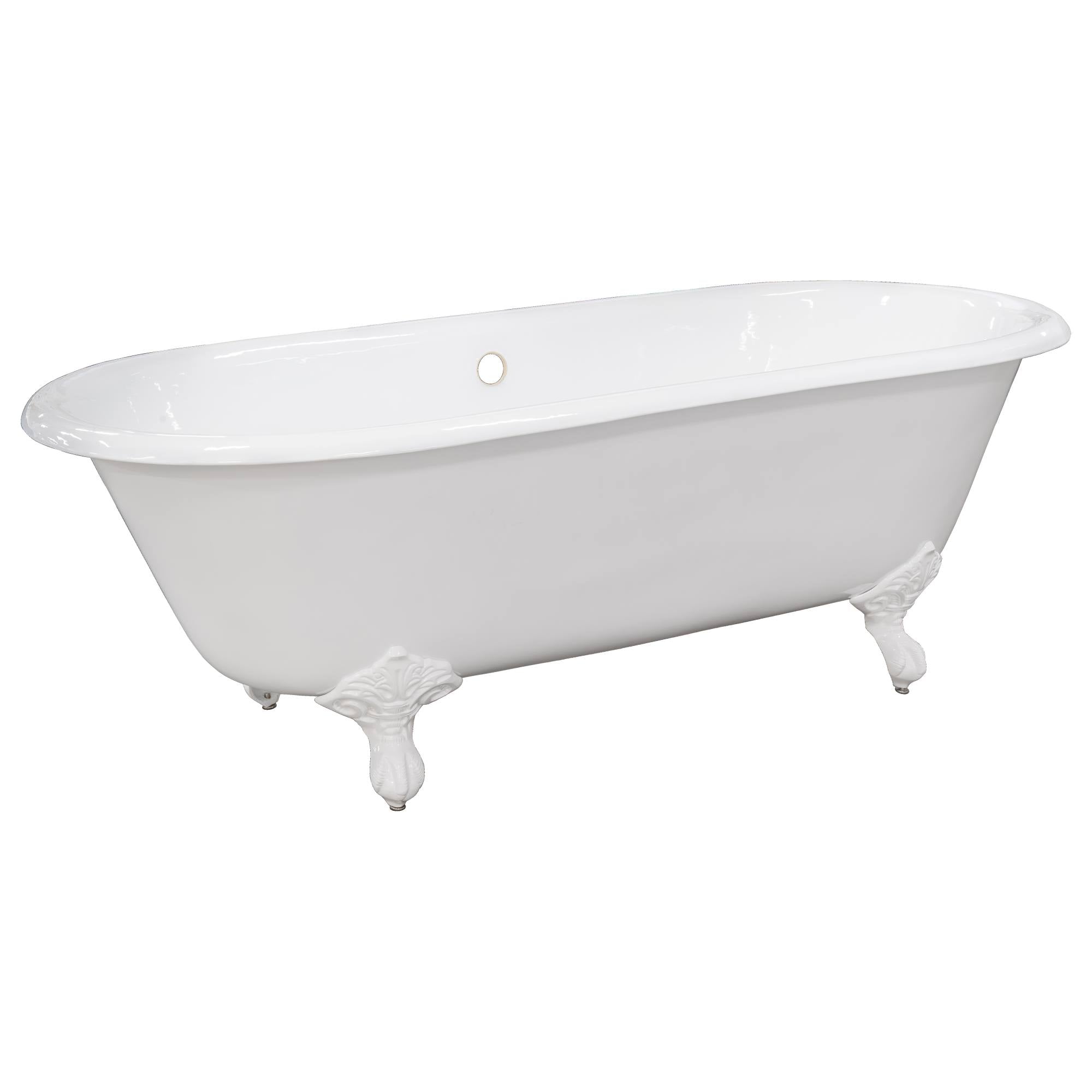 170cm Double Ended Cast Iron Bath with Feet, White
