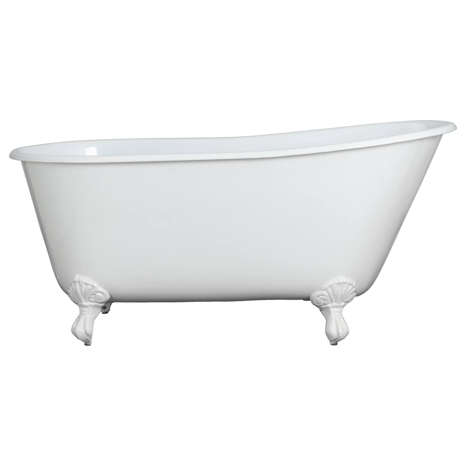 Mini 145x68cm Cast Iron Bath with Feet, White