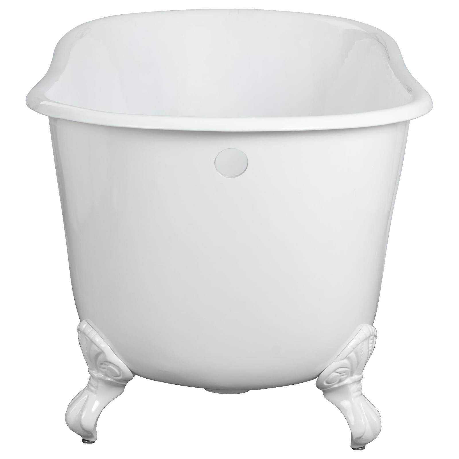 Mini 145x68cm Cast Iron Bath with Feet, White