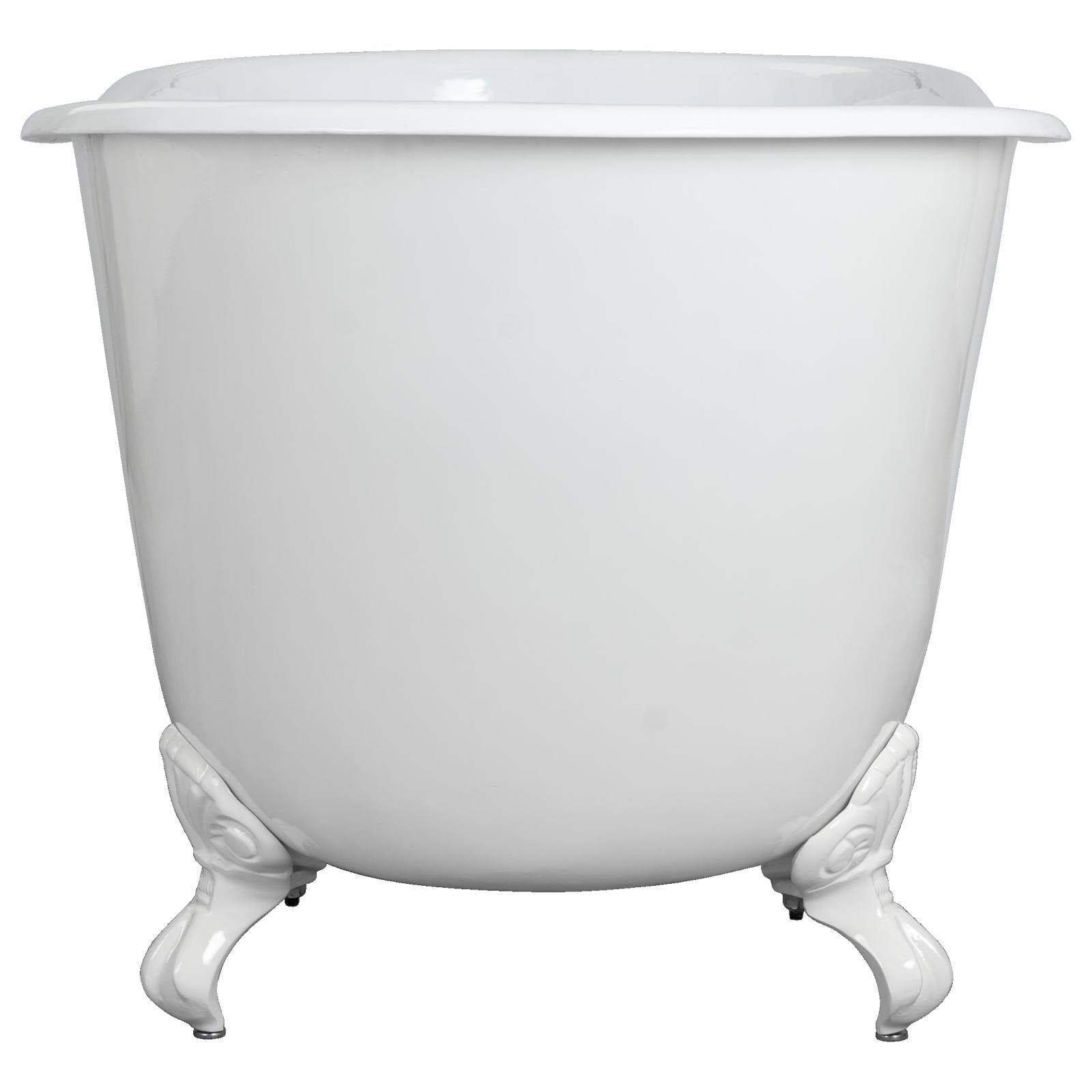 Mini 145x68cm Cast Iron Bath with Feet, White
