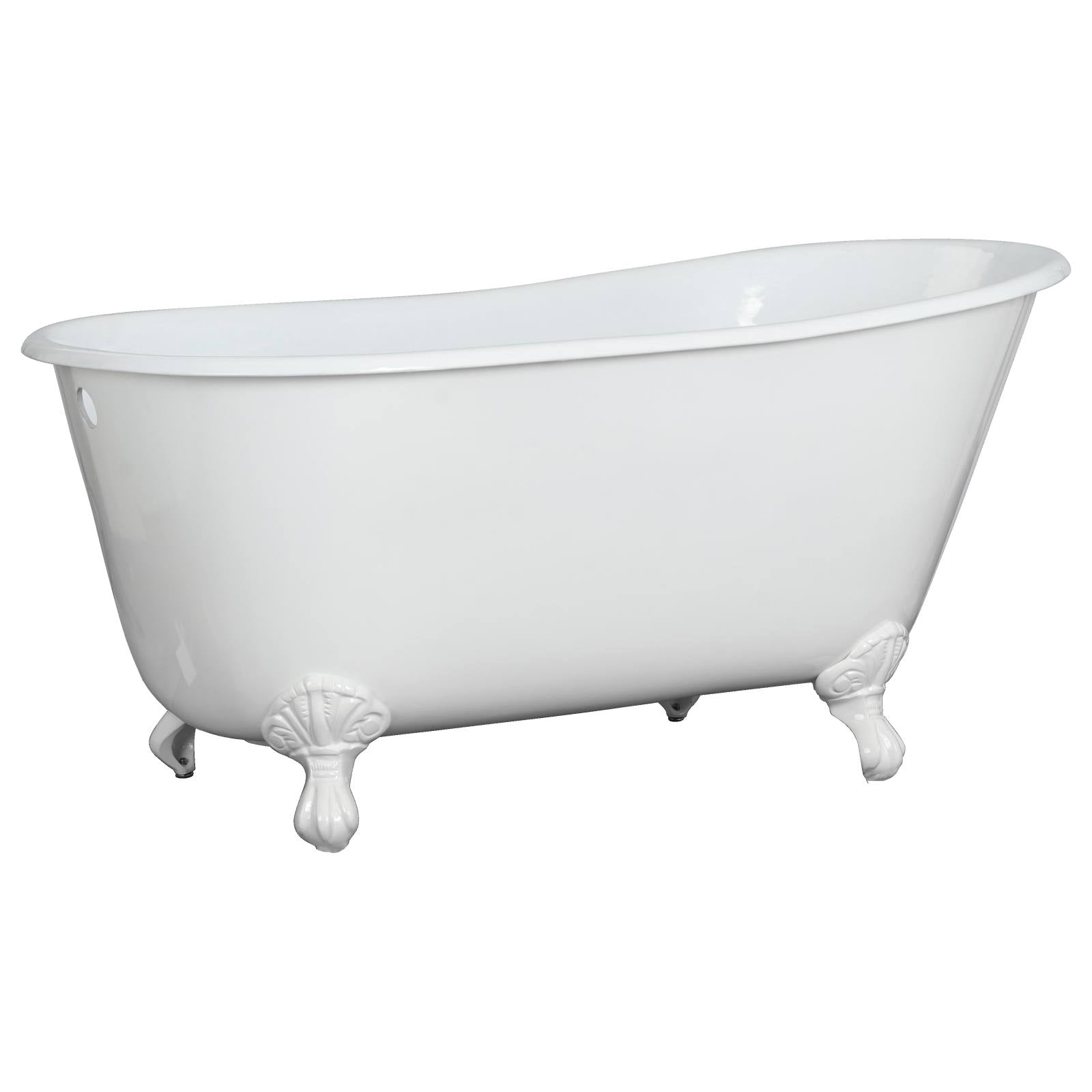Mini 145x68cm Cast Iron Bath with Feet, White