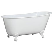 Mini 145x68cm Cast Iron Bath with Feet, White