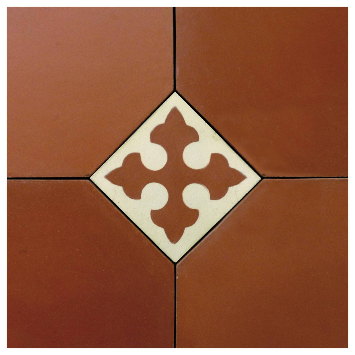 2nds Quality Artannes Octagonal Encaustic Tile, Deep Terracotta Orange