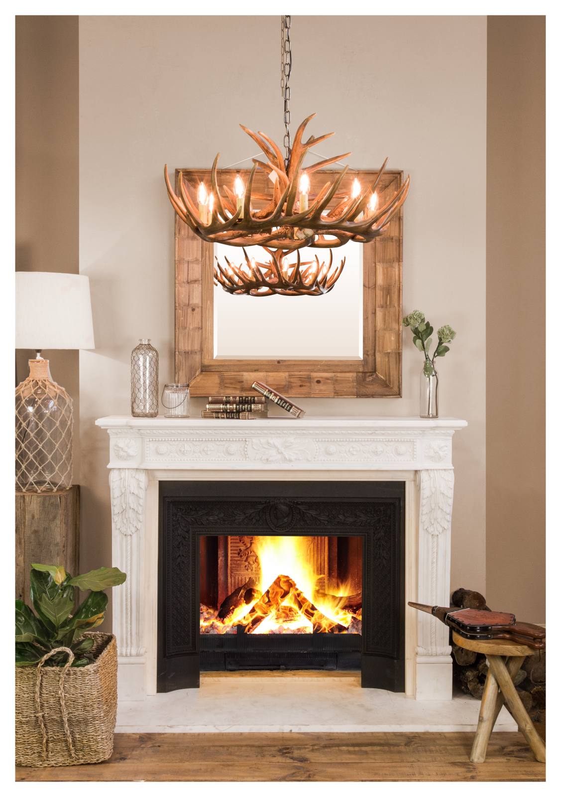 Gera 9 Light Resin Antler Chandelier, Natural