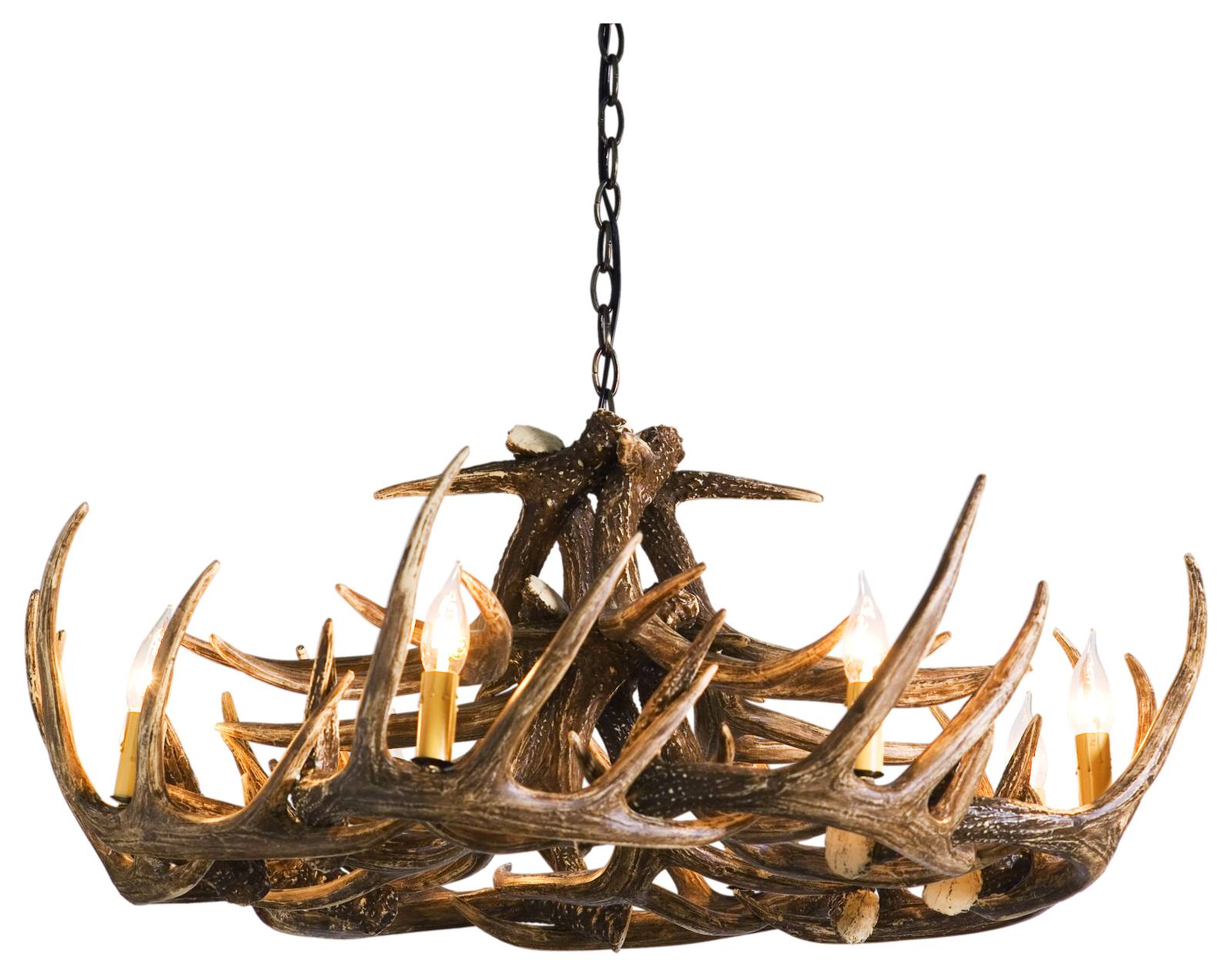 Halle 8 Light Resin Antler Chandelier, Natural