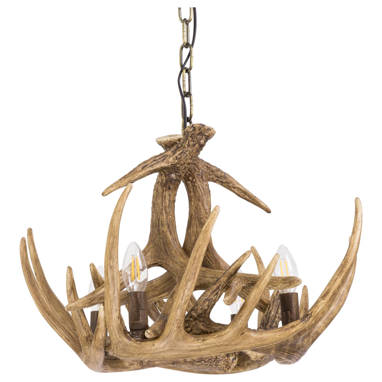 Vail 4 Light Resin Antler Chandelier, Natural
