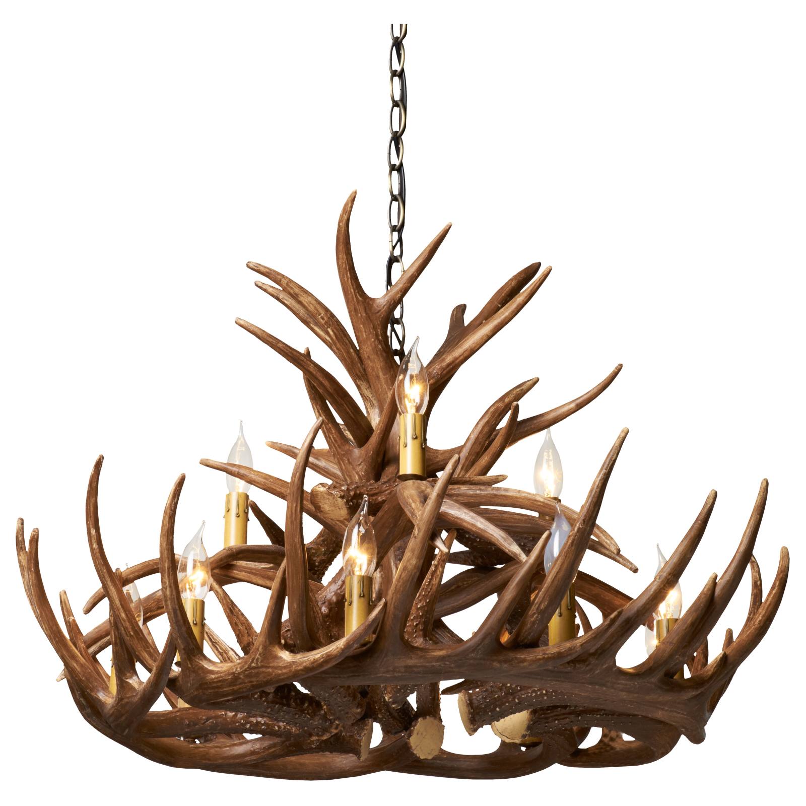 Taranto 12 Resin Light Antler Chandelier, Natural