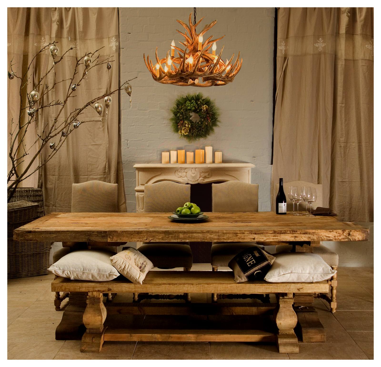 Taranto 12 Resin Light Antler Chandelier, Natural