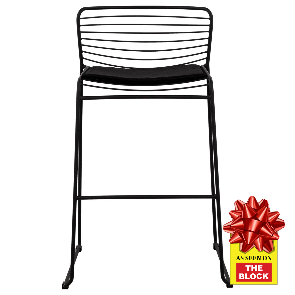 Stella Steel Black Bar Chair with Seat Pad
