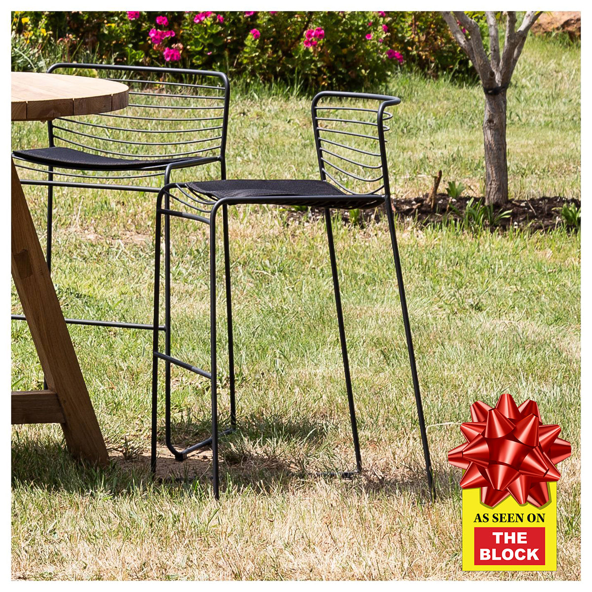 Stella Steel Black Bar Chair with Seat Pad